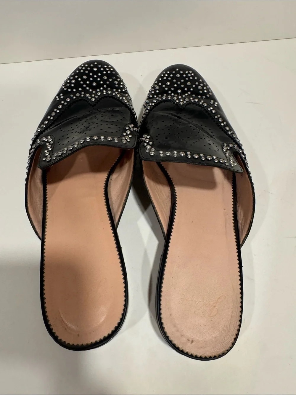J.Crew Women’s Black Patent Leather Studded Mule Loafers Slip On Size 10
